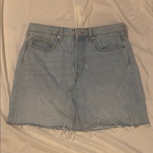 H&M Light Denim Mini Skirt with Frayed Hem